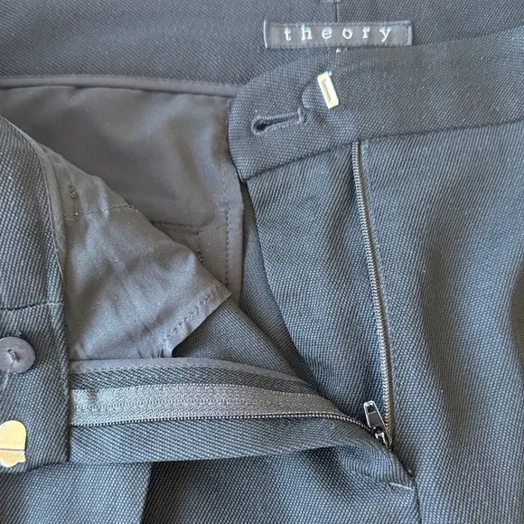 Theory Women's Wool Black Straight Leg Pants Size 6 - Picture 5 of 13